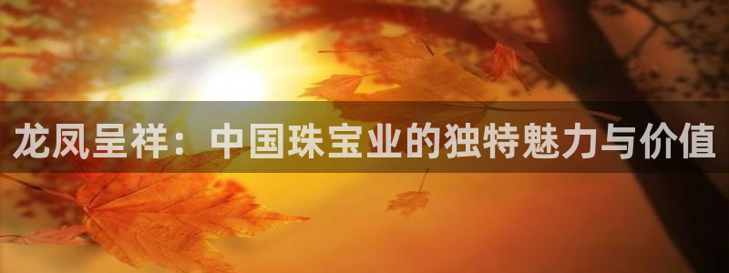 新宝5登录：龙凤呈祥：中国珠宝业的独特魅力与价值